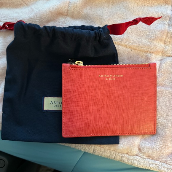 Aspinal of London - Small Essential Flat Pouch in Dahlia Saffiano - Picture 2 of 7